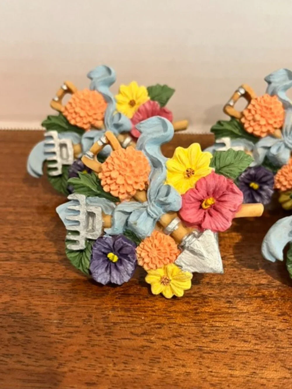 Set of 6 Colorful Flowers Garden Tools Napkin Rings